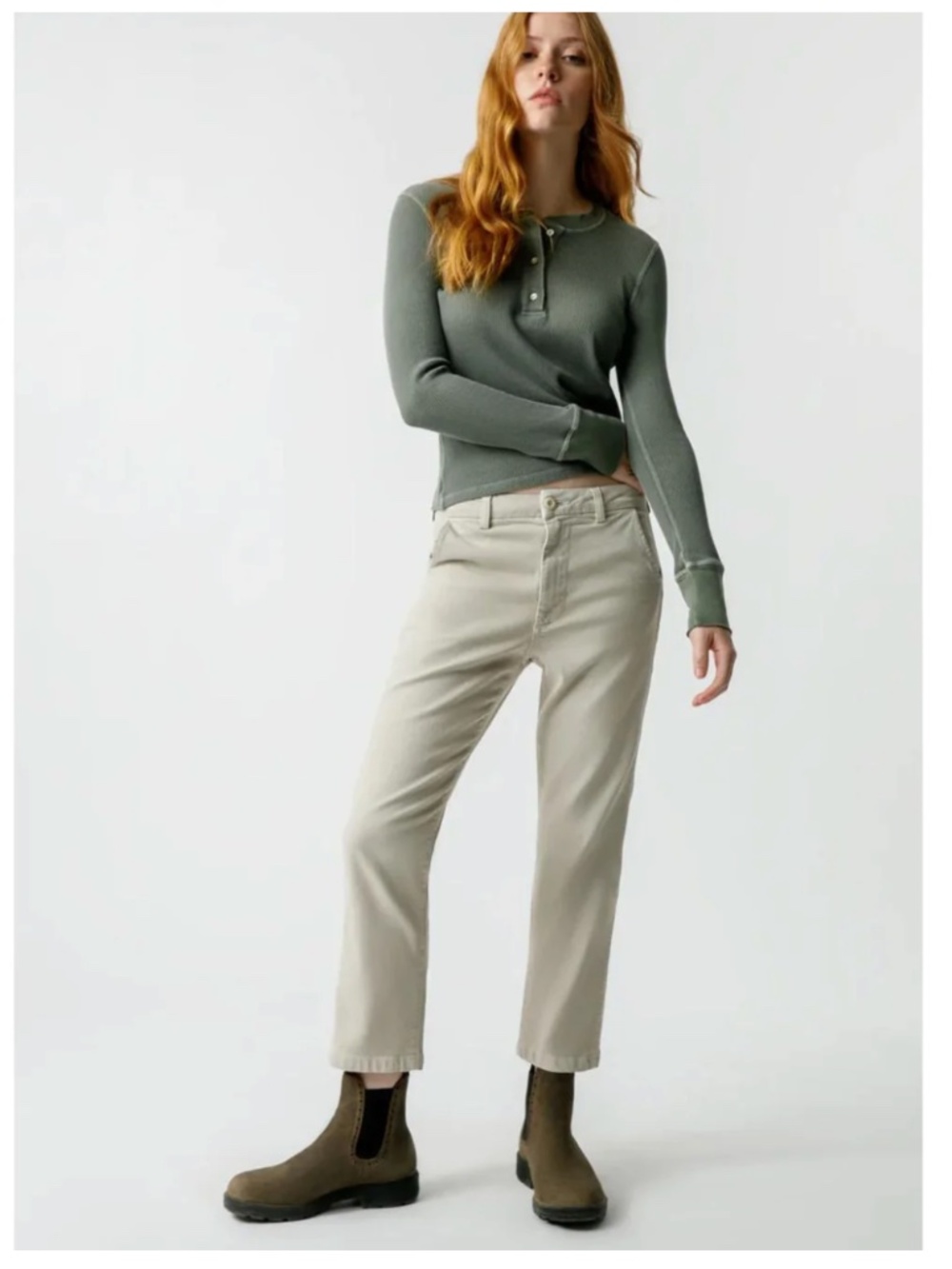 AMO Easy Trouser, Relaxed Crop Straight, Pumice Color, Size 28